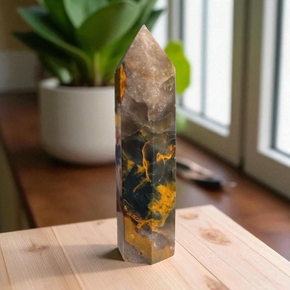 Polished Bumblebee Jasper Tower‎ | Bold Energy Point Focus & Manifestation